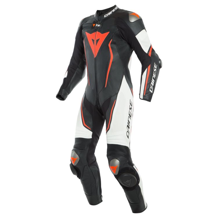 DAINESE MISANO 2 D-AIR PERF. 1PC SUIT BLACK/WHITE/FLOU-RED