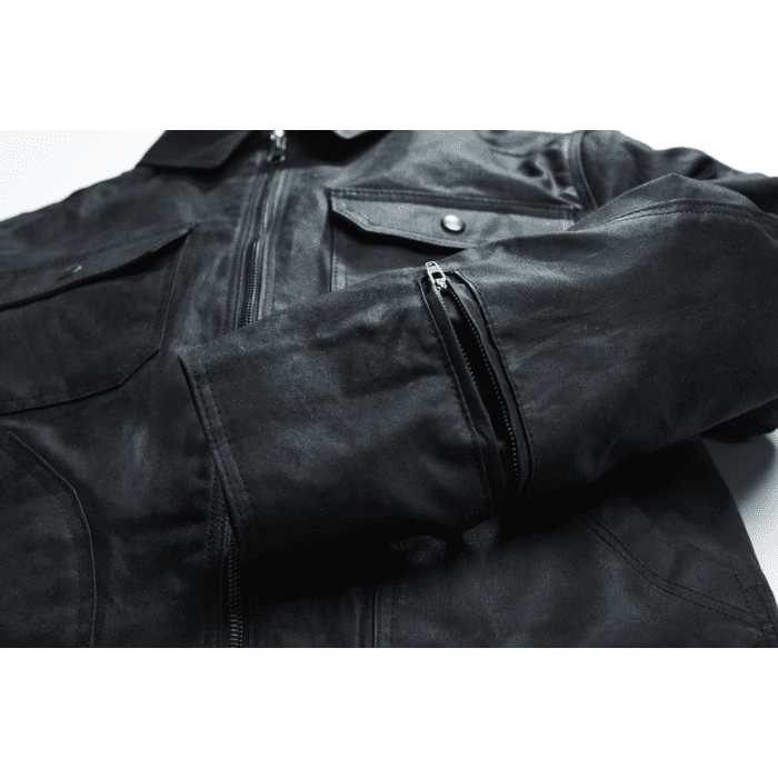 JANE MOTORCYCLES THE DRIGGS WAXED CANVAS FIELD BLACK RIDING JACKET