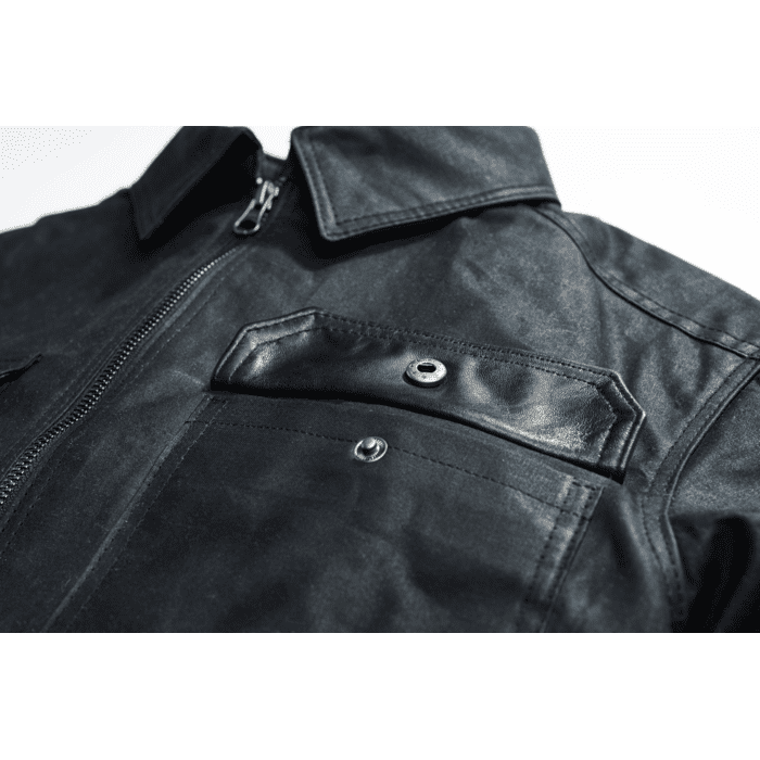 JANE MOTORCYCLES THE DRIGGS WAXED CANVAS FIELD BLACK RIDING JACKET