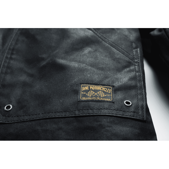 JANE MOTORCYCLES THE DRIGGS WAXED CANVAS FIELD BLACK RIDING JACKET