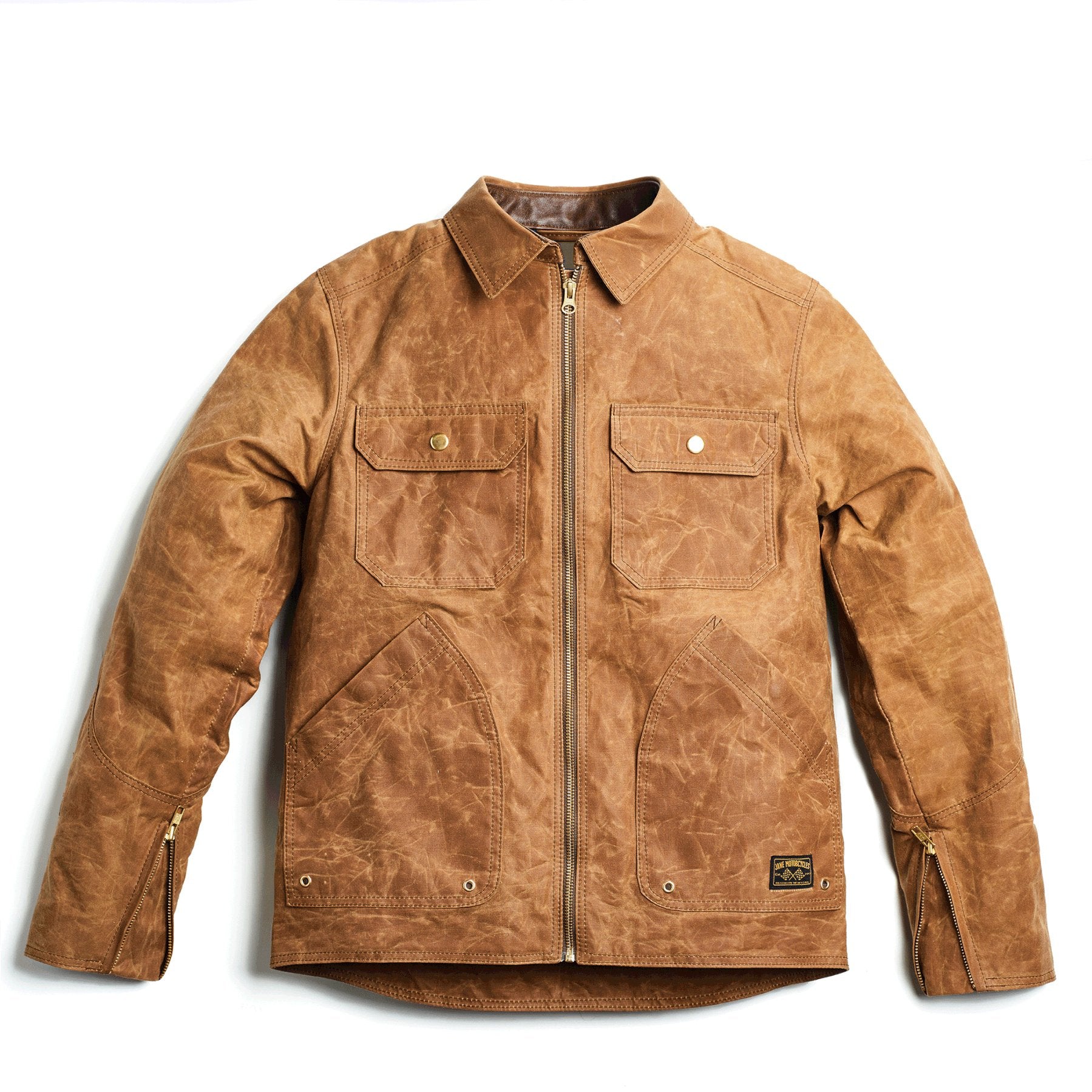 JANE MOTORCYCLES THE DRIGGS WAXED CANVAS FIELD TAN RIDING JACKET