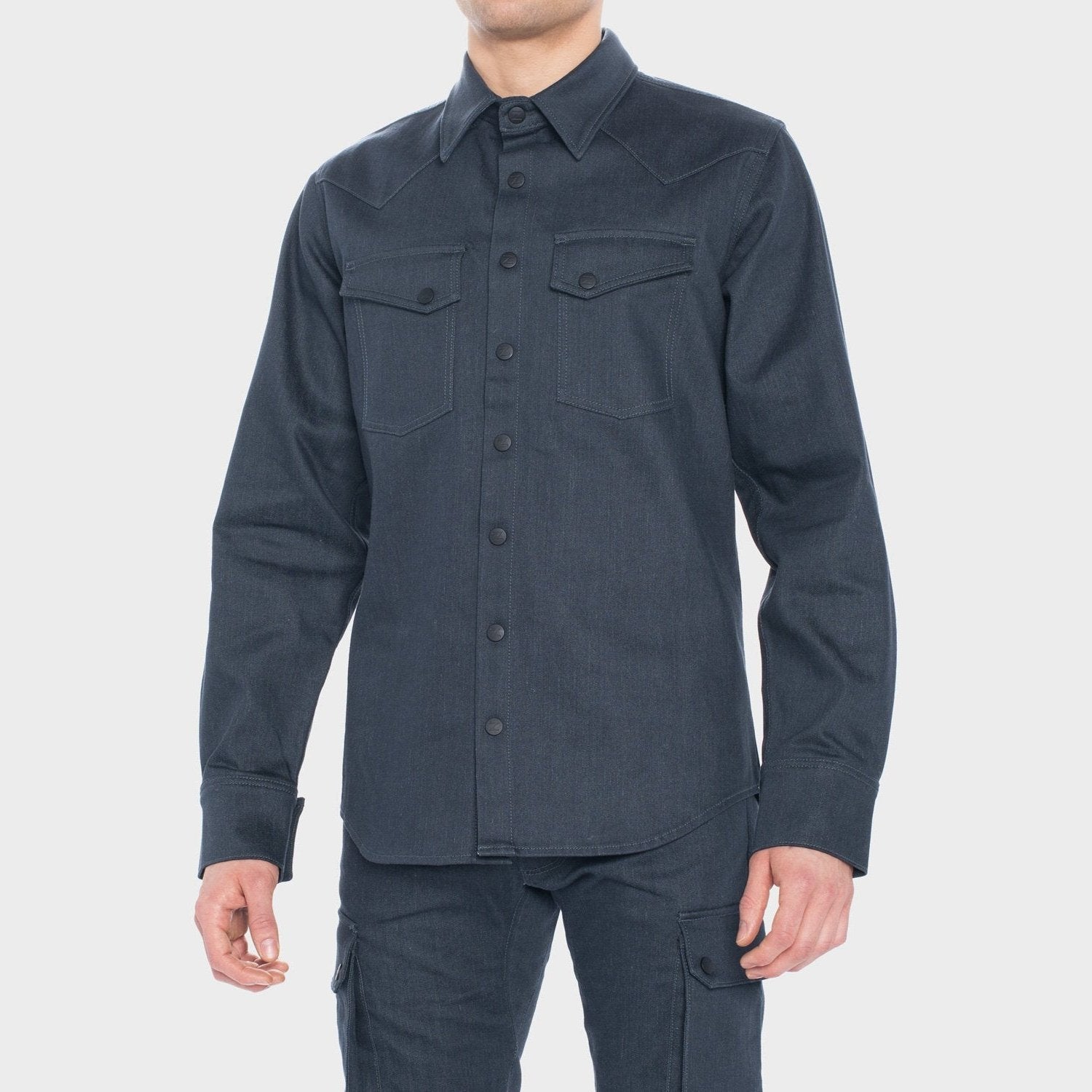 ZIN MOTOWEAR AUGUSTA - Abrasion-Resistant Stretch Denim Shirt - Charcoal