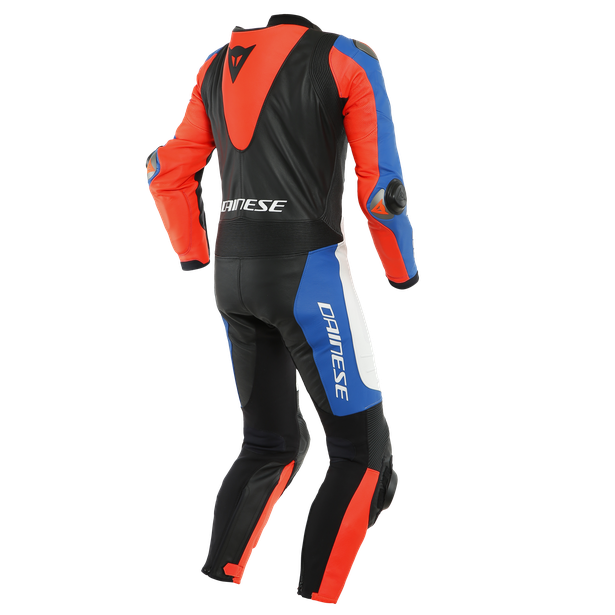 LAGUNA SECA 5 1PC LEATHER SUIT PERF. WHITE/LT BLUE/FLUO RED