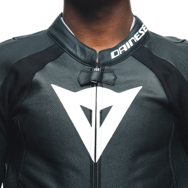TOSA 1PC LEATHER SUIT PERF. BLK/BLK/WHT