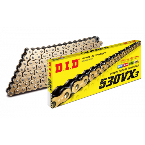 DID 530VX3-120L PRO STREET 'X'RING GOLD/BLACK