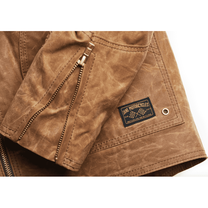 JANE MOTORCYCLES THE DRIGGS WAXED CANVAS FIELD TAN RIDING JACKET