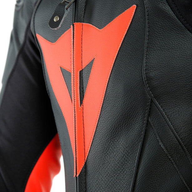 LAGUNA SECA 5 1PC LEATHER SUIT PERF. BLACK/FLUO RED