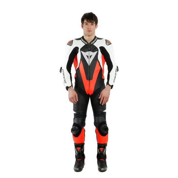 LAGUNA SECA 5 1PC LEATHER SUIT PERF. BLACK/WHITE/FLUO RED