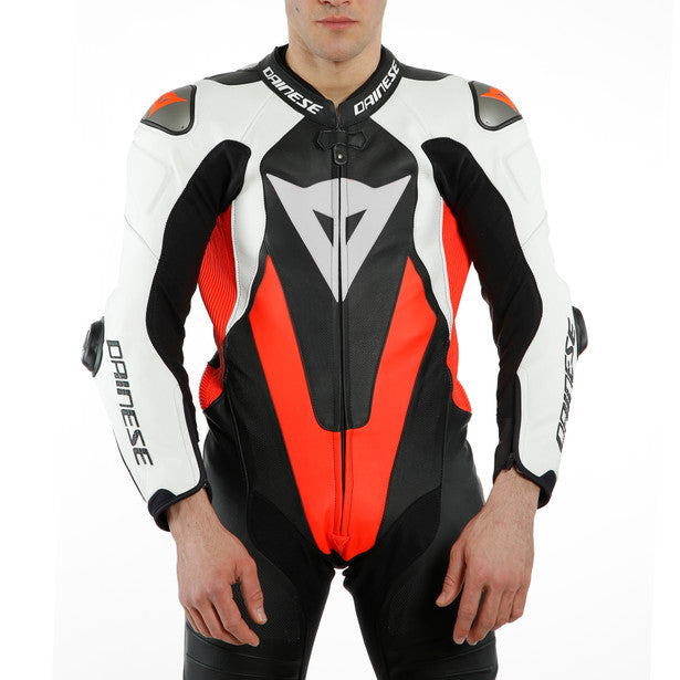 LAGUNA SECA 5 1PC LEATHER SUIT PERF. BLACK/WHITE/FLUO RED