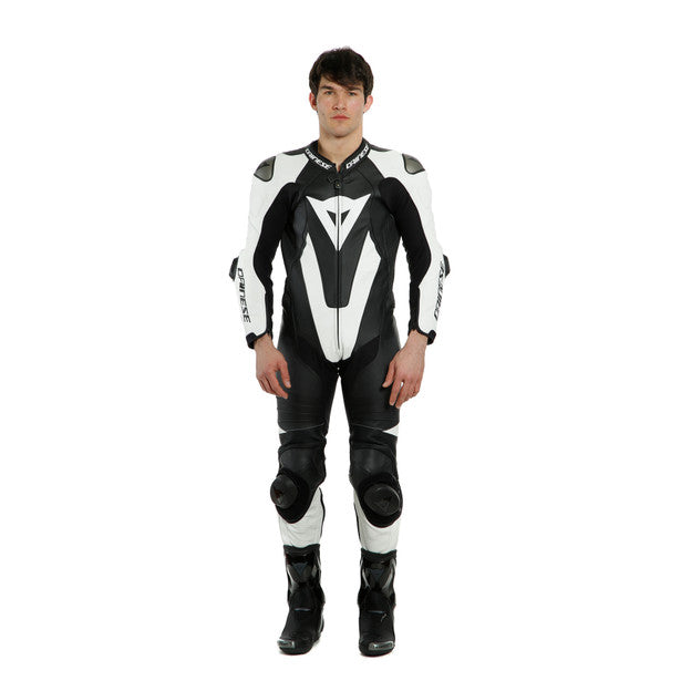 LAGUNA SECA 5 1PC LEATHER SUIT PERF. BLACK/WHITE