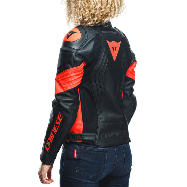 Dainese Racing 4 Lady Leather Jacket Black/Lava Red