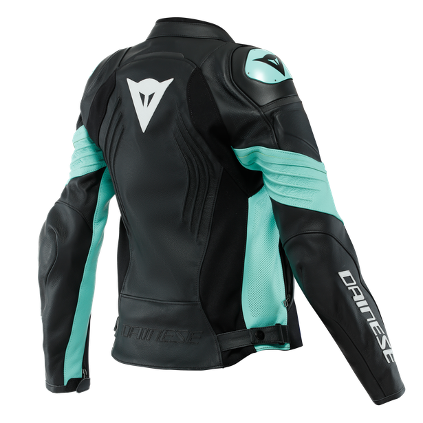 Dainese Racing 4 Lady Leather Jacket Perforated Black/Aqua Green