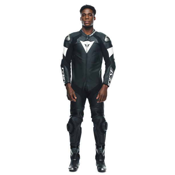 TOSA 1PC LEATHER SUIT PERF. BLK/BLK/WHT