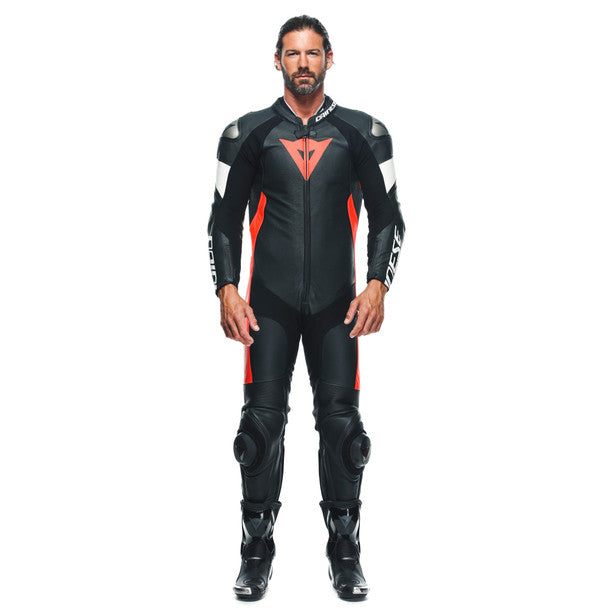 TOSA 1PC LEATHER SUIT PERF. BLK/RED/WHT