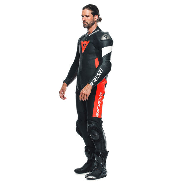 TOSA 1PC LEATHER SUIT PERF. BLK/RED/WHT